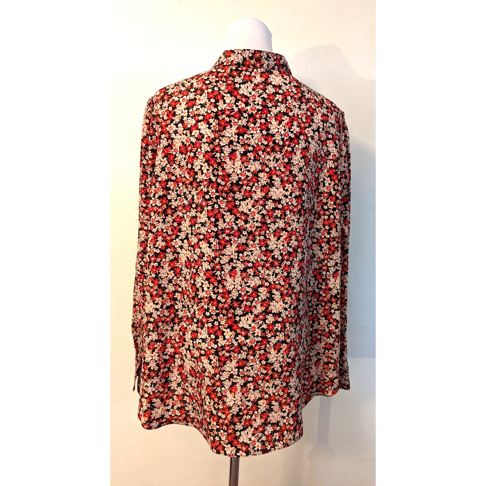 LAUREN Ralph Lauren sz 2X Shirt floral print buttons ruffle up the middle 2936 - Picture 3 of 4